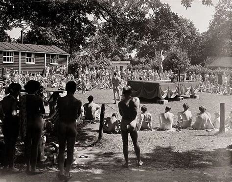 nude mother daughter|Family beauty contest at a nudist camp , 1965